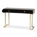 Baxton Studio Beagan Modern and Contemporary Black Finished Wood and Gold Metal 2-Drawer Console Table - BSOJY20B168-Black/Gold