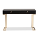 Baxton Studio Beagan Modern and Contemporary Black Finished Wood and Gold Metal 2-Drawer Console Table - BSOJY20B168-Black/Gold