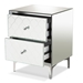 Baxton Studio Kacela Contemporary Glam and Luxe Silver Finished Metal 2-Drawer Nightstand with Mirrored Glass - BSORXF-8973-NS