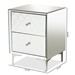Baxton Studio Kacela Contemporary Glam and Luxe Silver Finished Metal 2-Drawer Nightstand with Mirrored Glass - BSORXF-8973-NS