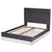 Baxton Studio Serrano Contemporary Glam and Luxe Grey Velvet Fabric Upholstered and Gold Metal Queen Size Platform Bed - BSOBBT61079.11-Grey Velvet/Gold-Queen