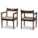 Baxton Studio Coretta Mid-Century Modern Warm Grey Fabric and Dark Brown Finished Wood 2-Piece Dining Chair Set