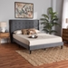 Baxton Studio Gothard Modern and Contemporary Grey Velvet Fabric Upholstered and Dark Brown Finished Wood Queen Size Platform Bed - BSODV20811-Grey Velvet-Queen