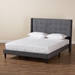 Baxton Studio Gothard Modern and Contemporary Grey Velvet Fabric Upholstered and Dark Brown Finished Wood Queen Size Platform Bed - BSODV20811-Grey Velvet-Queen