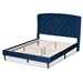 Baxton Studio Joanna Modern and Contemporay Navy Blue Velvet Fabric Upholstered and Dark Brown Finished Wood Queen Size Platform Bed - BSODV20812-Navy Blue Velvet-Queen