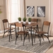 Baxton Studio Neona Modern Industrial Walnut Brown Finished Wood and Black Metal 5-Piece Dining Set - BSOB01073-5-5PC-Dining Set