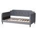 Baxton Studio Kaya Modern and Contemporary Grey Velvet Fabric and Dark Brown Finished Wood Twin Size Daybed - BSODV20801-Grey Velvet Daybed-Twin