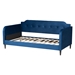 Baxton Studio Kaya Modern and Contemporary Navy Blue Velvet Fabric and Dark Brown Finished Wood Twin Size Daybed - BSODV20801-Navy Blue Velvet Daybed-Twin