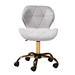 Baxton Studio Savara Contemporary Glam and Luxe Grey Velvet Fabric and Gold Metal Swivel Office Chair - BSONF01-Grey Velvet/Gold-Office Chair