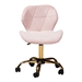 Baxton Studio Savara Contemporary Glam and Luxe Blush Pink Velvet Fabric and Gold Metal Swivel Office Chair - BSONF01-Blush Velvet/Gold-Office Chair