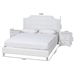 Baxton Studio Carlotta Contemporary Glam White Faux Leather Upholstered Full Size 3-Piece Bedroom Set - BSOBBT6376-White-Full-3PC Set