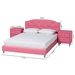 Baxton Studio Canterbury Contemporary Glam Pink Faux Leather Upholstered Queen Size 3-Piece Bedroom Set - BSOBBT6440-Queen-Pink-3PC Set