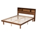 Baxton Studio Lochlan Mid-Century Modern Transitional Walnut Brown Finished Wood Queen Size Platform Bed with Charging Station - BSOMG0079S-Walnut-Queen