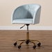 Baxton Studio Ravenna Contemporary Glam and Luxe Aqua Velvet Fabric and Gold Metal Swivel Office Chair - BSODC168-Aqua Velvet/Gold-Office Chair