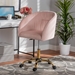 Baxton Studio Ravenna Contemporary Glam and Luxe Blush Pink Velvet Fabric and Gold Metal Swivel Office Chair - BSODC168-Blush Velvet/Gold-Office Chair