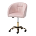 Baxton Studio Ravenna Contemporary Glam and Luxe Blush Pink Velvet Fabric and Gold Metal Swivel Office Chair - BSODC168-Blush Velvet/Gold-Office Chair