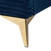 Baxton Studio Abberton Modern and Contemporary Navy Blue Velvet and Gold Metal Queen Size Panel Bed - BSOAbberton-Navy Blue Velvet-Queen