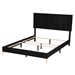 Baxton Studio Abberton Modern and Contemporary Black Velvet and Gold Metal Queen Size Panel Bed - BSOAbberton-Black Velvet-Queen