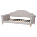 Baxton Studio Chaise Classic and Traditional Light Grey Fabric and Natural Brown Finished Wood Twin Size Daybed - BSOChaise-Fog-Daybed-Twin