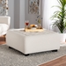 Baxton Studio Athena Modern and Contemporary Ivory Boucle Upholstered and Black Finished Wood Square Ottoman - BSO2211-Beige-Ottoman
