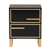 Baxton Studio Giolla Contemporary Glam and Luxe Black Finished Wood and Gold Metal 2-Drawer End Table - BSOJY21A015-Wood/Metal-Black/Gold-ET