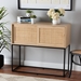 Baxton Studio Amelia Mid-Century Modern Transitional Natural Brown Finished Wood and Natural Rattan Sideboard Buffet - BSOLCF20003-Rattan/Metal-Sideboard