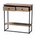 Baxton Studio Silas Modern Industrial Natural Brown Finished Wood and Black Metal 2-Drawer Console Table - BSOLCF20260-Wood/Metal-Console Table
