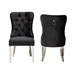 Baxton Studio Honora Contemporary Glam and Luxe Black Velvet Fabric and Silver Metal 2-Piece Dining Chair Set - BSOF459-Black Velvet-DC