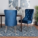 Baxton Studio Honora Contemporary Glam and Luxe Navy Blue Velvet Fabric and Silver Metal 2-Piece Dining Chair Set - BSOF459-Navy Blue Velvet-DC