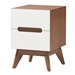 Baxton Studio Calypso Mid-Century Modern Two-Tone White and Walnut Brown Finished Wood 3-Piece Storage Set - BSOCalypso-Walnut/White-3PC Storage Set