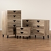 Baxton Studio Wales Modern and Contemporary Two-Tone Black and Light Brown Finished Wood 3-Piece Storage Set - BSOWales-Light Brown-3PC Storage Set