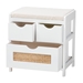 Baxton Studio Bastian Modern and Contemporary Light Beige Fabric and White Finished Wood 3-Drawer Storage Bench with Natural Rattan - BSOFZC200365-White-Cabinet Bench