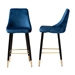 Baxton Studio Giada Contemporary Glam and Luxe Navy Blue Velvet Fabric and Dark Brown Finished Wood 2-Piece Bar Stool Set - BSOWI-12379-Navy Blue Velvet-BS