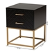 Baxton Studio Inaya Contemporary Glam and Luxe Black Finished Wood and Gold Metal 2-Drawer End Table - BSOLCF20403-Black/Gold-ET