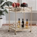Baxton Studio Mela Contemporary Glam and Luxe Gold Metal and White Marble 2-Tier Wine Cart - BSOH01-96218-Gold/White Marble-Cart