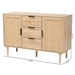 Baxton Studio Harrison Mid-Century Modern Natural Brown Finished Wood and Natural Rattan 3-Drawer Sideboard - BSOSR191635-Cabinet