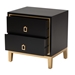 Baxton Studio Donald Modern Glam and Luxe Black Finished Wood and Gold Metal 2-Drawer End Table - BSOJY21B012-Black/Gold-ET