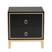 Baxton Studio Donald Modern Glam and Luxe Black Finished Wood and Gold Metal 2-Drawer End Table - BSOJY21B012-Black/Gold-ET