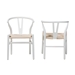 Baxton Studio Paxton Modern White Finished Wood 2-Piece Dining Chair Set - BSOY-A-W-White/Rope-Wishbone-Chair