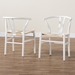 Baxton Studio Paxton Modern White Finished Wood 2-Piece Dining Chair Set - BSOY-A-W-White/Rope-Wishbone-Chair