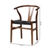 Baxton Studio Paxton Modern Walnut Brown Finished Wood 2-Piece Dining Chair Set - BSOY-A-DB-1-Dark Brown/Black Rope-Wishbone-Chair
