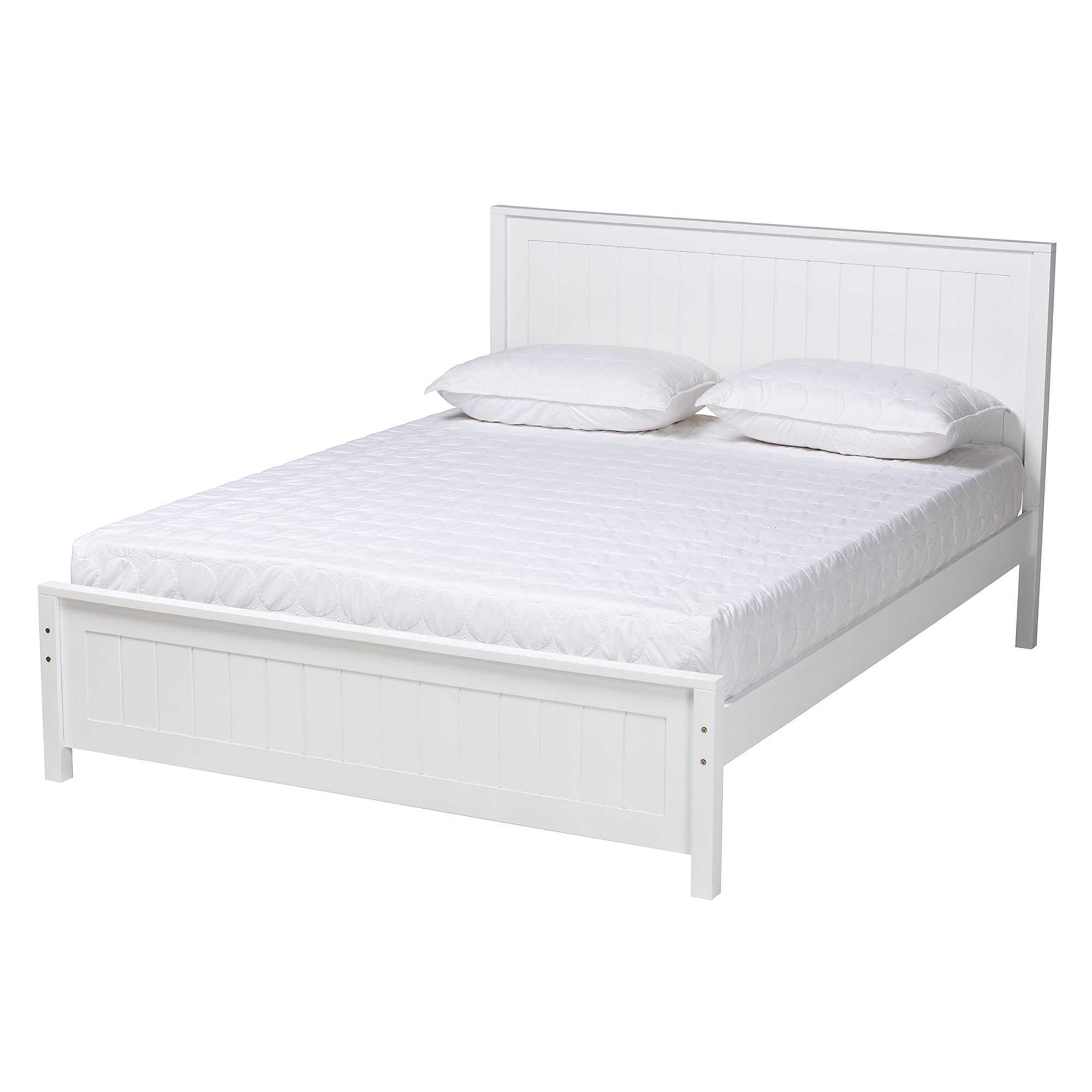 Baxton Studio Neves Classic and Traditional White Finished Wood Queen Size Platform Bed