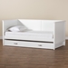 Baxton Studio Viva Classic and Traditional White Finished Wood Twin Size Daybed with Roll-Out Trundle - BSOViva-White-Daybed-Twin with Trundle
