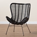 bali & pari Colorado Modern Bohemian Black Rattan and Metal Accent Chair - BSOColorado-Black/Rattan-CC