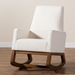 Baxton Studio Yashiya Mid-Century Modern Off-White Boucle Upholstered and Walnut Brown Finished Wood Rocking Chair - BSOBBT5199-Cream/Walnut-RC