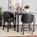 Baxton Studio Theron Mid-Century Transitional Black Faux Leather and Espresso Brown Finished Wood 2-Piece Swivel Counter Stool Set - BSOBBT5210C-Black/Dark Brown-CS