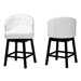 Baxton Studio Theron Mid-Century Transitional White Faux Leather and Espresso Brown Finished Wood 2-Piece Swivel Counter Stool Set - BSOBBT5210C-White/Dark Brown-CS