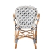 bali & pari Bryson Modern French Blue and White Weaving and Natural Rattan Bistro Chair - BSOBC010-W2-Rattan-DC Arm