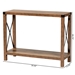 Baxton Studio Rumi Modern Farmhouse Natural Brown Finished Wood and Black Metal Console Table - BSOLCF20330-Wood-Console Table