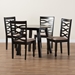Baxton Studio Ruby Modern Beige Fabric and Dark Brown Finished Wood 5-Piece Dining Set - BSORuby-Sand/Dark Brown-5PC Dining Set